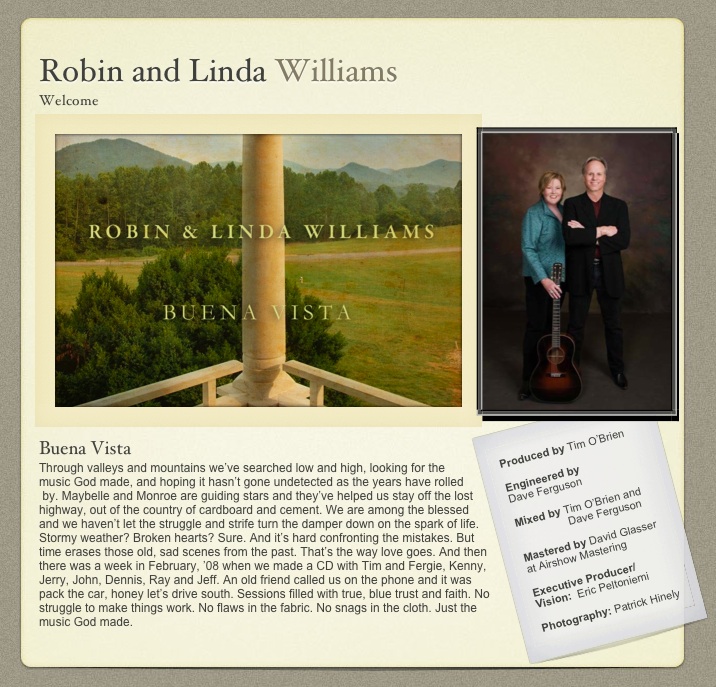 Robin and Linda Williams, Buena Vista